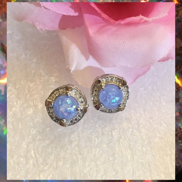 Elegant Fire Opal Micro Paved Halo Stud Earrings - Picture 8 of 11